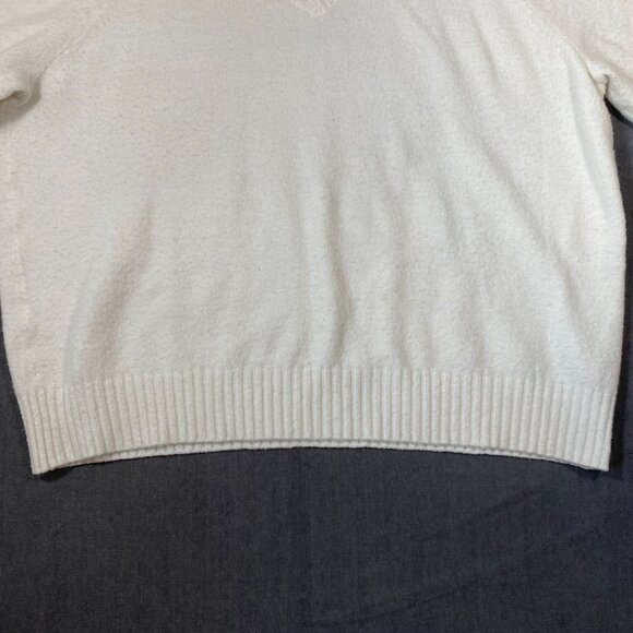Banana Republic Womens White V-Neck Sweater XL Alpaca Blend Ribbed Hem - Picture 3 of 9